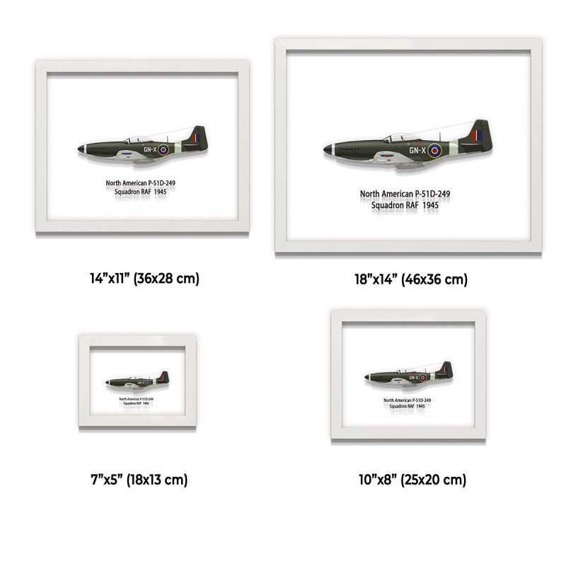 Принт на склі «Винищувач North American P-51D Mustang 249 Ескадрилья 1945 рік»