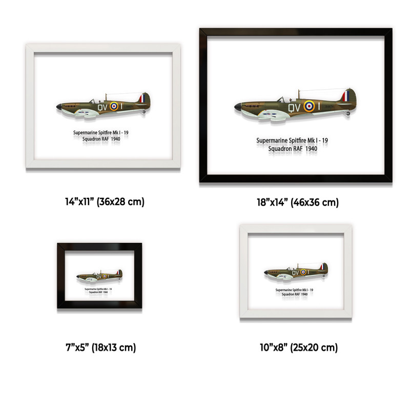 Принт на склі «Літак Supermarine Spitfire Mk. I 19 Ескадрилья 1940 рік»