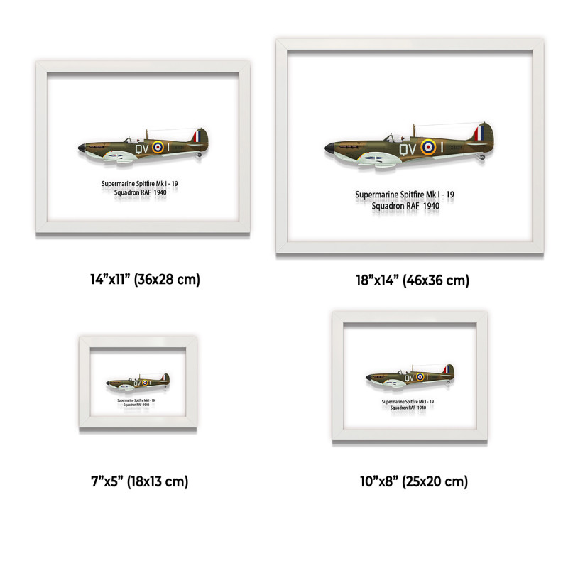 Принт на склі «Літак Supermarine Spitfire Mk. I 19 Ескадрилья 1940 рік»