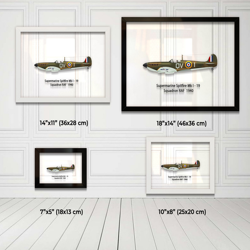 Принт на склі «Літак Supermarine Spitfire Mk. I 19 Ескадрилья 1940 рік»