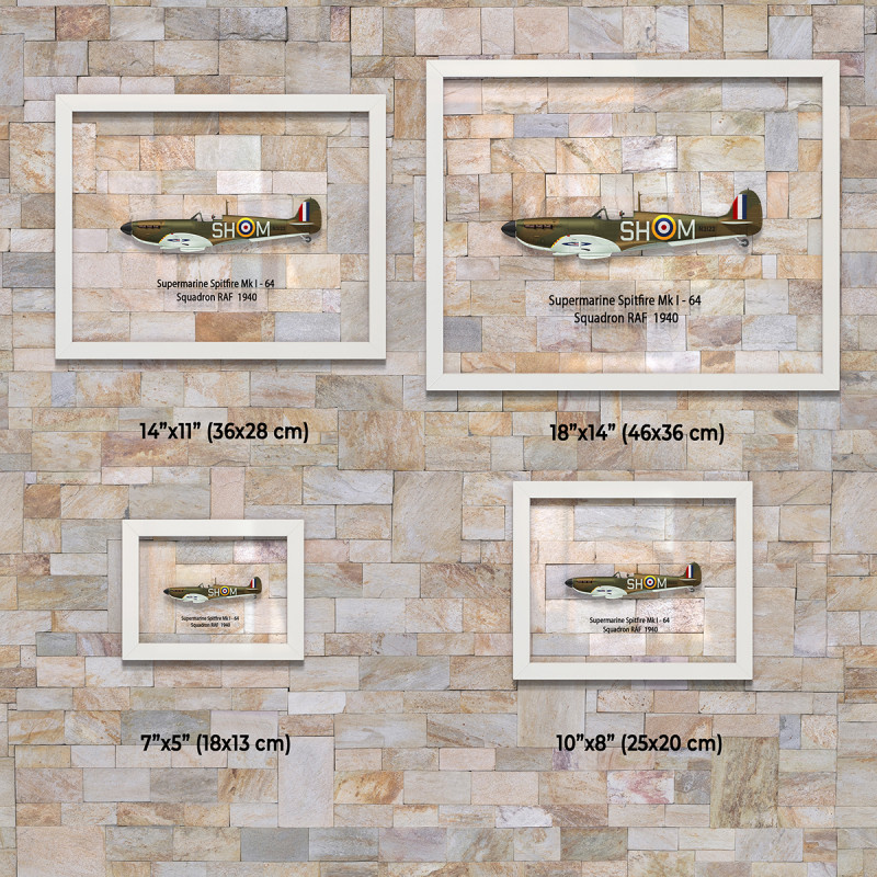Принт на склі «Літак Supermarine Spitfire Mk. I 64 Ескадрилья 1940 рік»