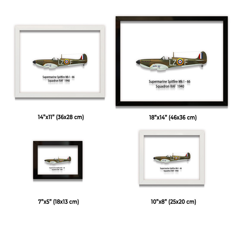 Принт на склі «Літак Supermarine Spitfire Mk. I 66 Ескадрилья 1940 рік»