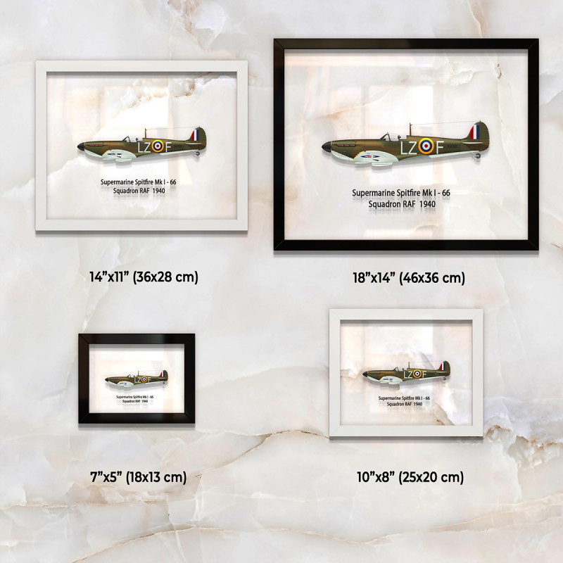 Принт на склі «Літак Supermarine Spitfire Mk. I 66 Ескадрилья 1940 рік»