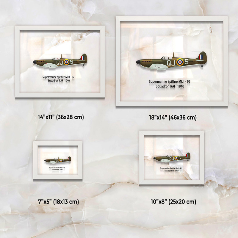 Принт на склі «Літак Supermarine Spitfire Mk. I 92 Ескадрилья 1940 рік»