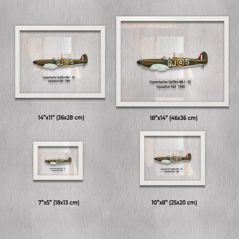 Принт на склі «Літак Supermarine Spitfire Mk. I 92 Ескадрилья 1940 рік»