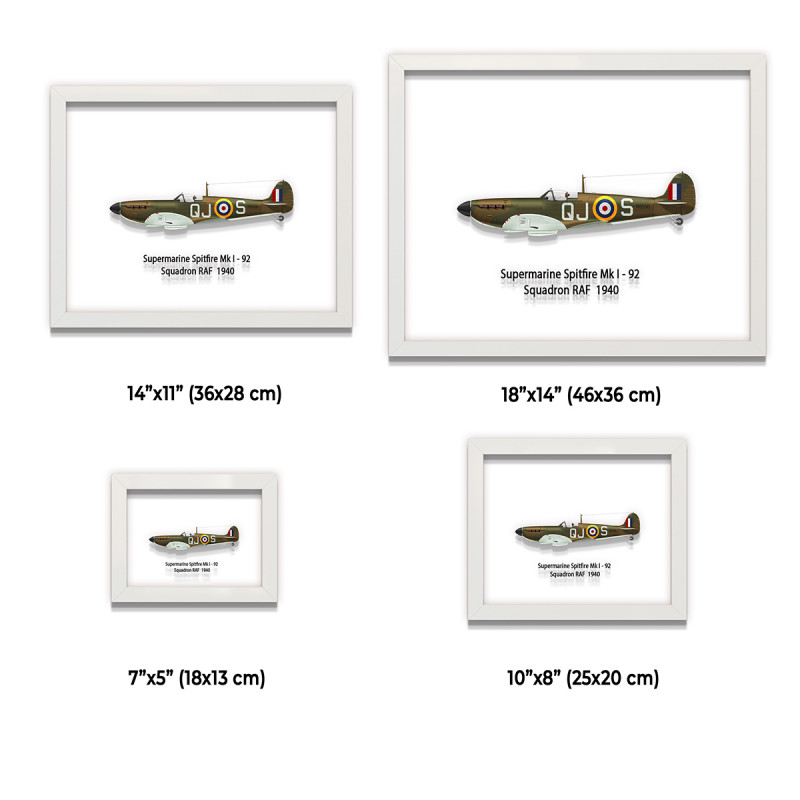 Принт на склі «Літак Supermarine Spitfire Mk. I 92 Ескадрилья 1940 рік»