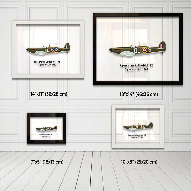 Принт на склі «Літак Supermarine Spitfire Mk. I 92 Ескадрилья 1940 рік»