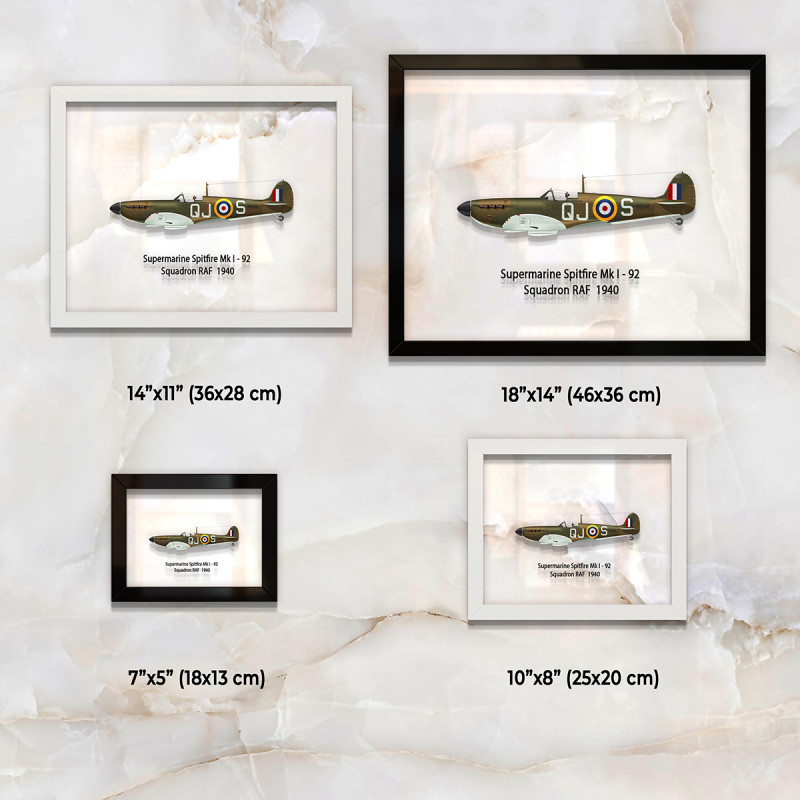 Принт на склі «Літак Supermarine Spitfire Mk. I 92 Ескадрилья 1940 рік»
