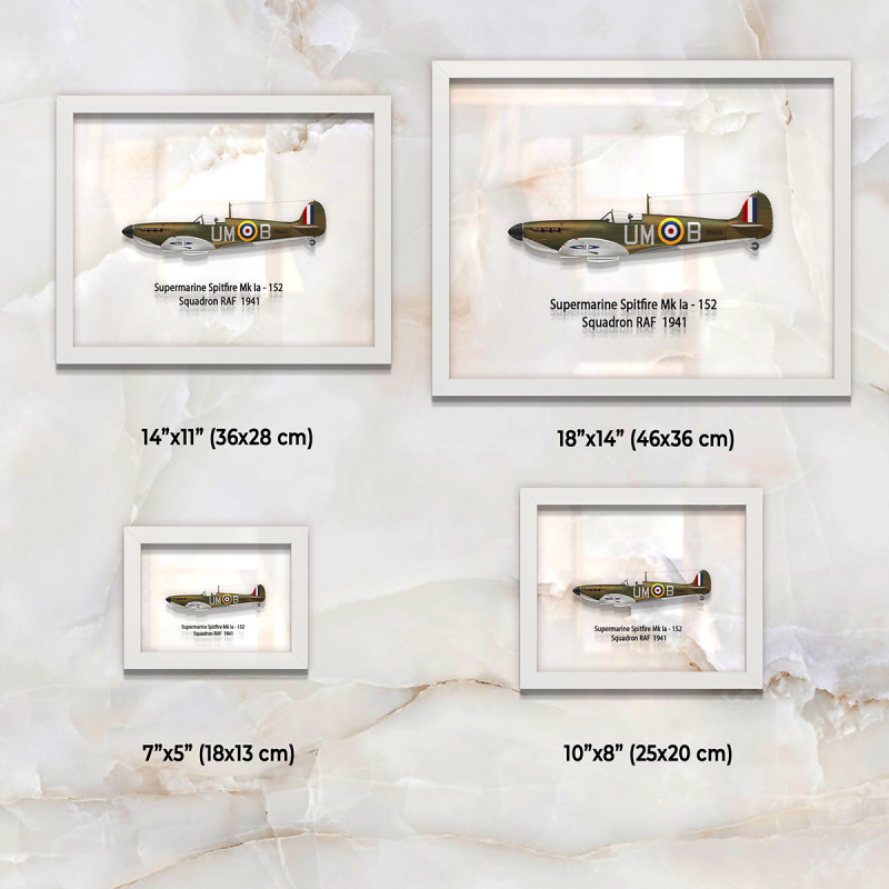 Принт на склі «Літак Supermarine Spitfire Mk. Ia 152 Ескадрилья 1941 рік»