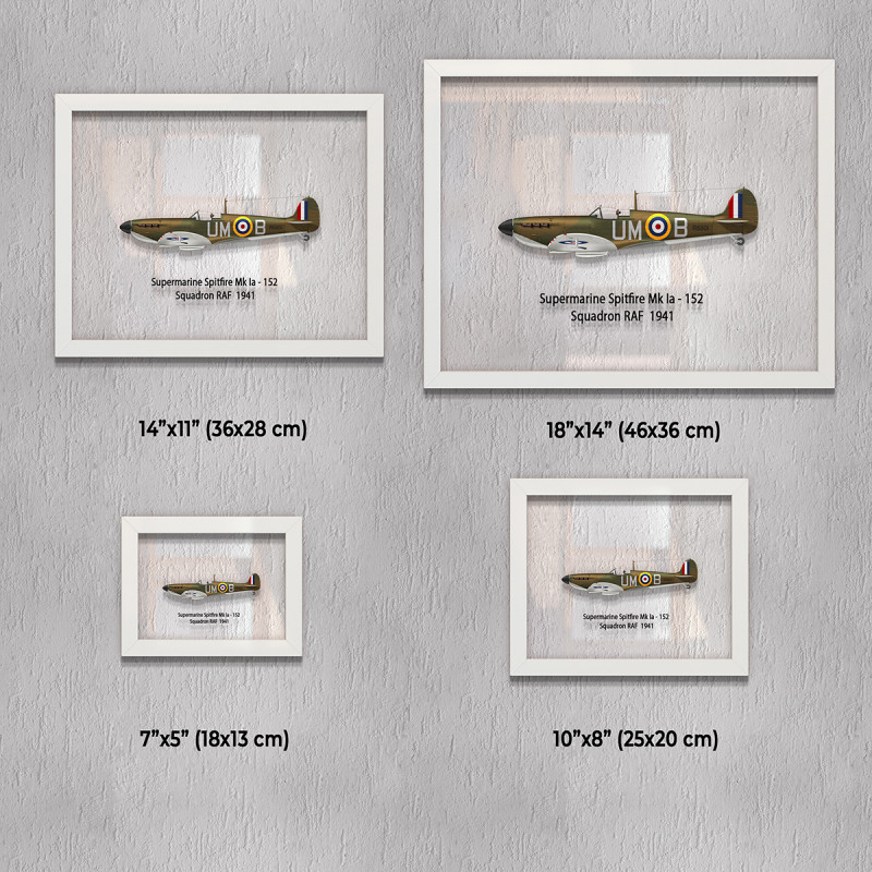 Принт на склі «Літак Supermarine Spitfire Mk. Ia 152 Ескадрилья 1941 рік»