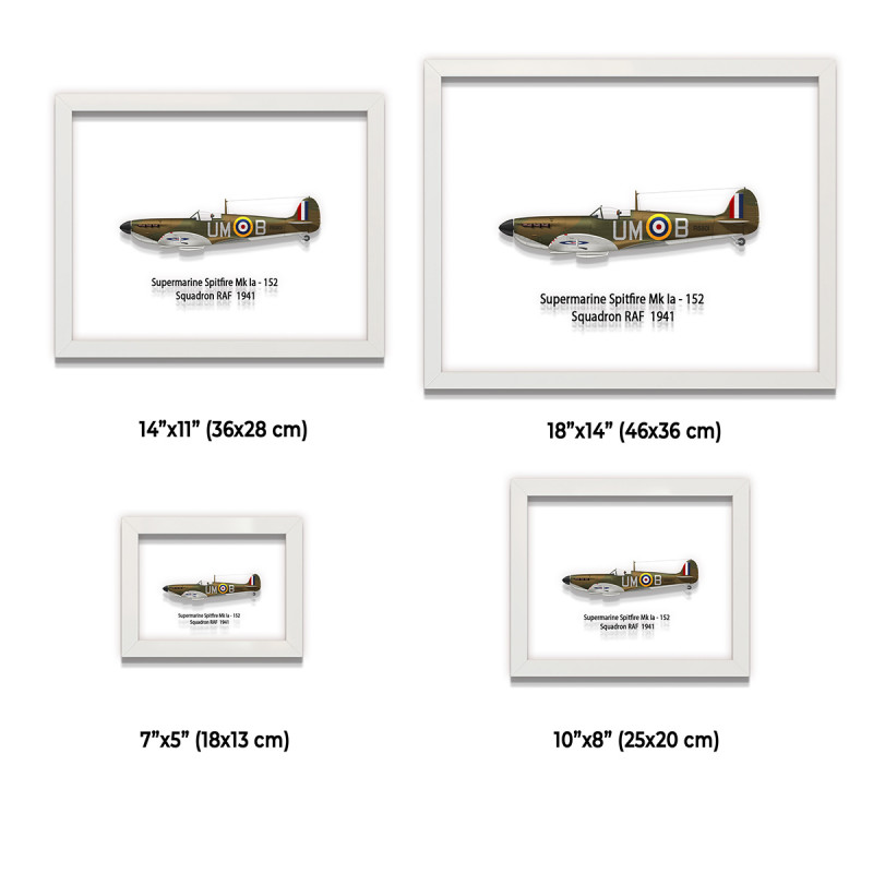 Принт на склі «Літак Supermarine Spitfire Mk. Ia 152 Ескадрилья 1941 рік»