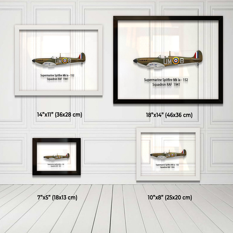 Принт на склі «Літак Supermarine Spitfire Mk. Ia 152 Ескадрилья 1941 рік»