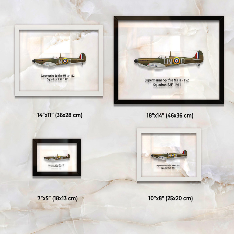 Принт на склі «Літак Supermarine Spitfire Mk. Ia 152 Ескадрилья 1941 рік»