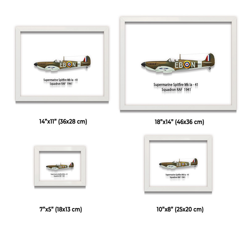 Принт на склі «Літак Supermarine Spitfire Mk. Ia 41 Ескадрилья 1941 рік»