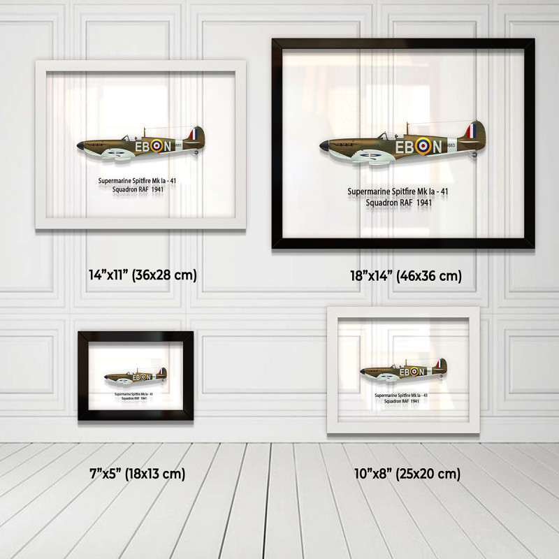 Принт на склі «Літак Supermarine Spitfire Mk. Ia 41 Ескадрилья 1941 рік»