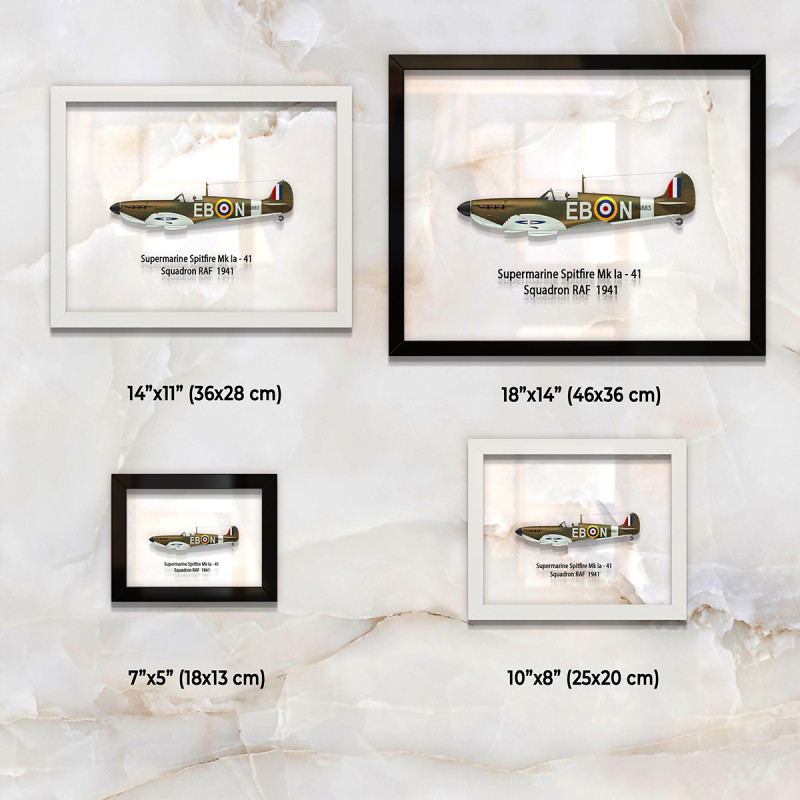 Принт на склі «Літак Supermarine Spitfire Mk. Ia 41 Ескадрилья 1941 рік»
